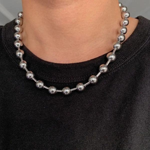8mm10mm12mm Punk Cool Stainless Steel Ball Chain Necklace Choker Jewelry for Women or Men 7inch40inch 260429
