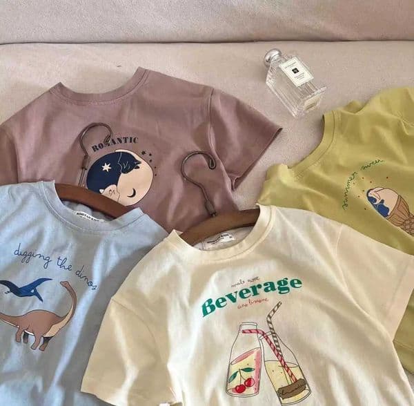 Fashion Casual T-shirt Childrens Clothing Printed Cartoon Kids Short Sleeve Tops Tees Boutique Boys Girls Clothes O-neck TshirtT260430
