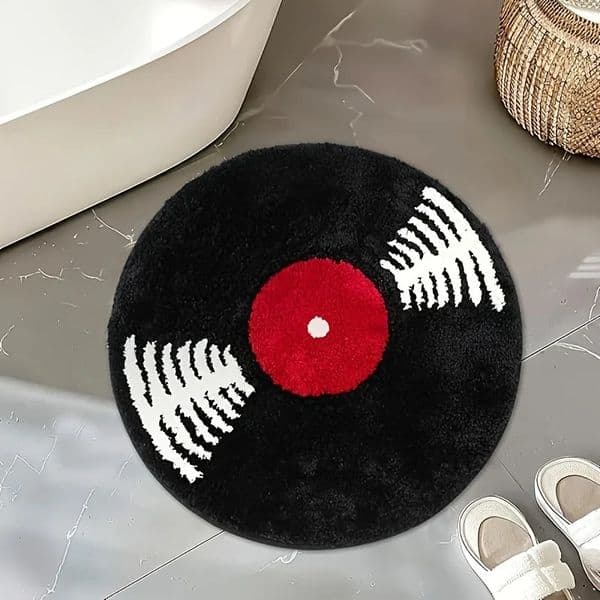 VIKAMA Black Rubber Shaped Round Carpet For Home Living Room And Bedroom Soft Plush Decorative Carpet For Home Decoration 260429
