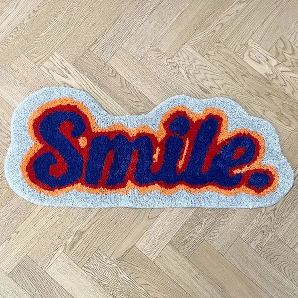 Letter Element Smile Flocking Rug Soft Plushy Clouds Mat Carpet Bathroom Floor Pad Bedroom Doormat Aesthetic Home Room Winter 260429