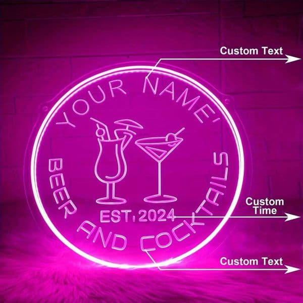 Custom Personalized Cocktail Neon Sign USB Powered Home Bar Decor Modern Wall Light for Pub Clubs Parties Festive Gifts 26Y0429
