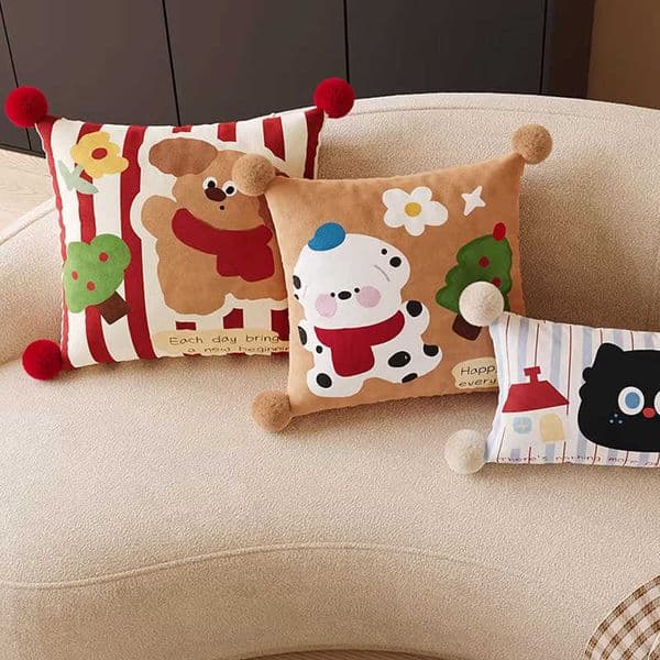 Ins-style living room sofa cushion bed sleeping pillow cartoon puppy simple bedroom bay window backrest cushion removable and washable L260430