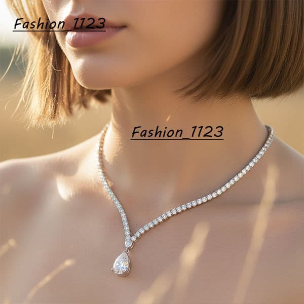 925 Silver Moissanite Tennis Chain with Pear Cut Jewellery Wedding Party 6ct Moissanite Necklace Hip Hop Moissanite Pendant