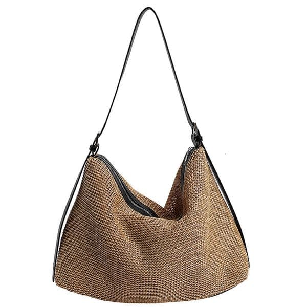 Simple Retro Woven Tote Bag Large Capacity Straw Basket Korean Style Single Shoulder Beach Vacation Womens Versatile Handbag 260123