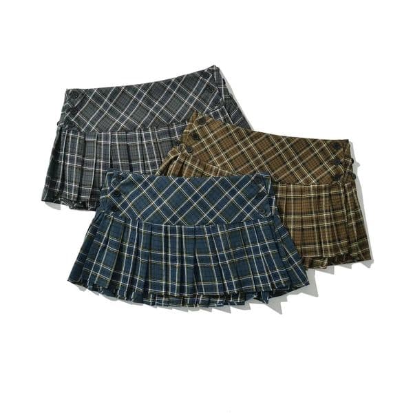Summer Mini skirts for woman vintage korean fashion plaid women y2k pleated green preppy style 260121BANJIA