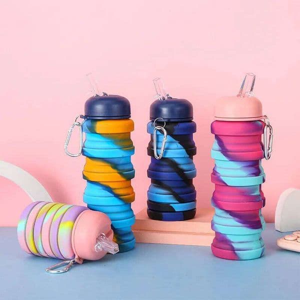 500ml Outdoor Sports Silicone Folding Food-Grade Bicycle Bottle Expandable Cup Direct Drinking Water C260131