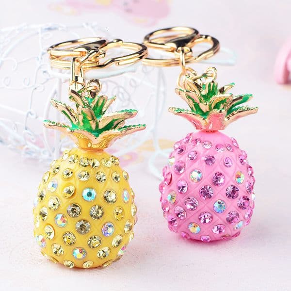 Bag Charm Key Chain Simulated Pineapple Keychain With Rhinestones For Women, Bag Pendant, Creative Handmade Jewelry, Small Gift