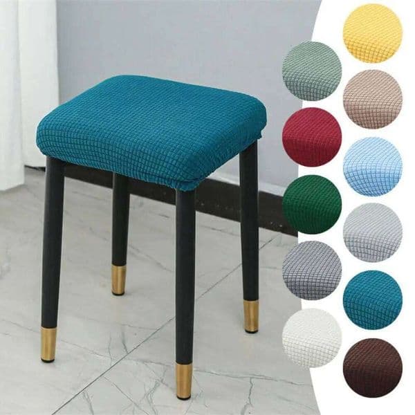 Thickened Colorful Elastic Plaid Square Seat Removable Chair Anti-fouling Dressing Stool Cover Household 26Y0202