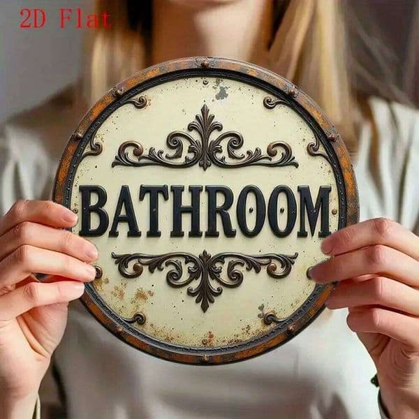 "Vintage Bathroom Door SignRustic 'BATHROOM' Lettering Wall Art Durable Decor Home, Bar & Cafe | Gift for Friends" 26H0202