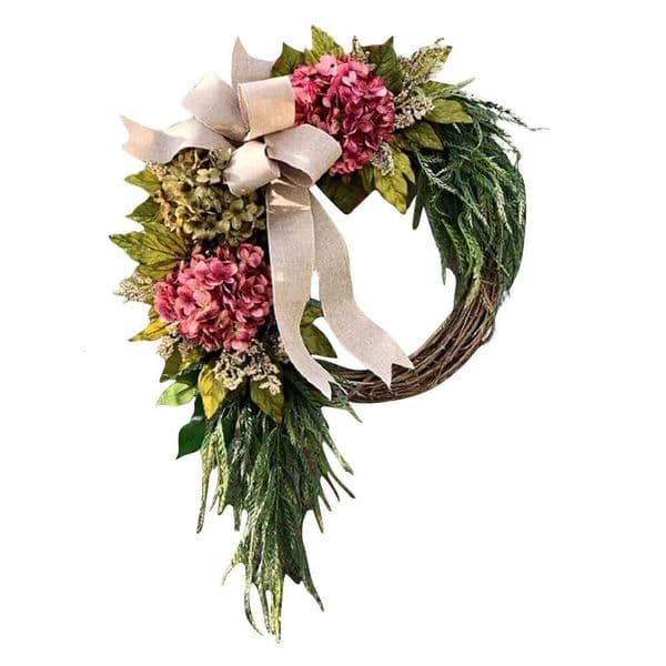 Wreath Front Door Artificial Spring Summer Hydrangea Decoration Wreaths with Flowers Branch for All Seasons Farmhouse Home 26Y0202