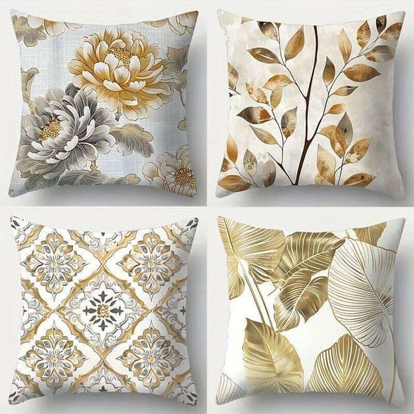 Pillow Case 1/4pcs Golden Patterned Pillowcases for Stylish Decor Sofa cushion cover home bedroom room decoration 26Y0202