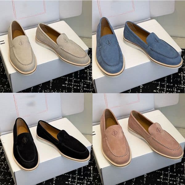 luxury Ladies Low Loafers Designer Retro Suede Calf Leather Loafers H261134Z Women Fashion Casual Boken Shoes Lambskin Insole With Dustbag