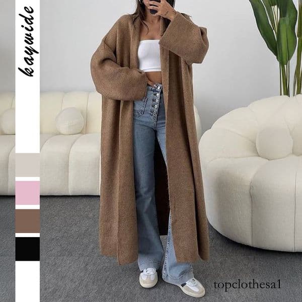 Diyun Cross-Border European and American Fashion Long Sleeve Wool Trench Coat Sweater Women's Clothing 2025 Autumn Winter Amazon Independent Station