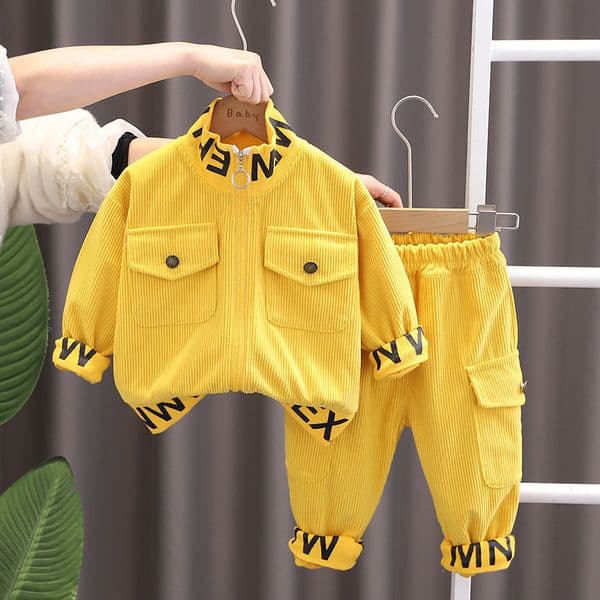 Childrens Clothing Boys Suit New Spring Autumn Sportswear Baby Boy Clothes 1-5 Years Letter Print Long Sleeve Jackets and Pants Two Piece Set Kids Tracksuits S260415