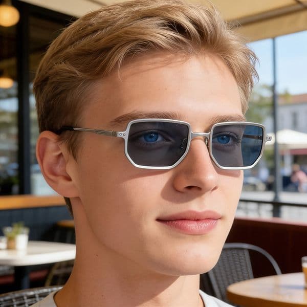 2026 New Square Frame Metal Spring Temple Eyewear Sun Protection Sunglasses Men Wholesale Shades