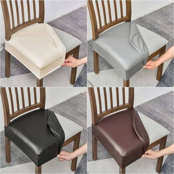 1/2/4/6pcs PU Leather Waterproof Dining Chair Slipcovers Elastic Upholstered Seat Cover Furniture Protector 26Y0202
