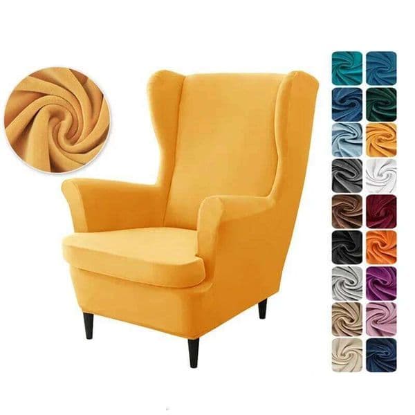 Velvet Wing Covers Stretch Wingback Armchair with Seat Cushion Cover Elastic Solid Color Sofa Chair Slipcovers 26Y0202
