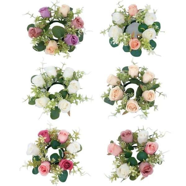 Simulation Eucalyptus Candlestick Wreath Artificial Plastic Wedding Candle Rings Colorful Party Table Decoration 26Y0202