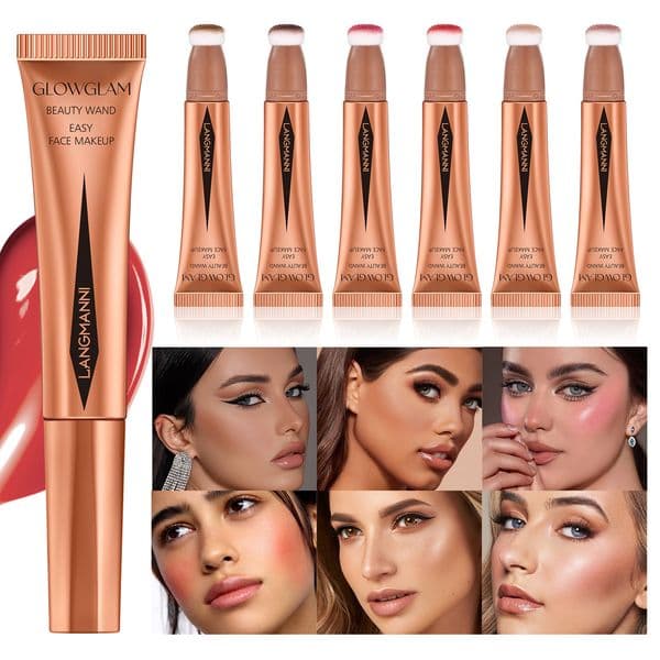 Langmanni air cushion powder blusher highlight combination multicolor optional makeup liquid powder blusher 240708