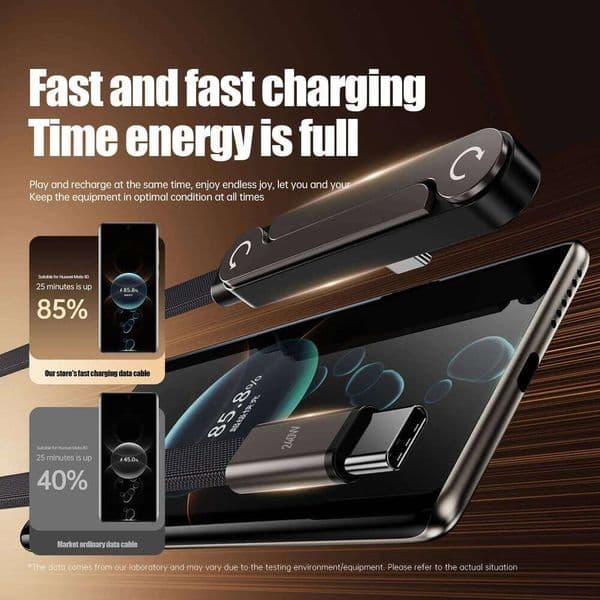 Invisible Charger Cable Bracket, C-Type To C-Type, 240W PD Fast Charging Cable, With 90 ° Adjustable Metal Bracket Kuhangxin