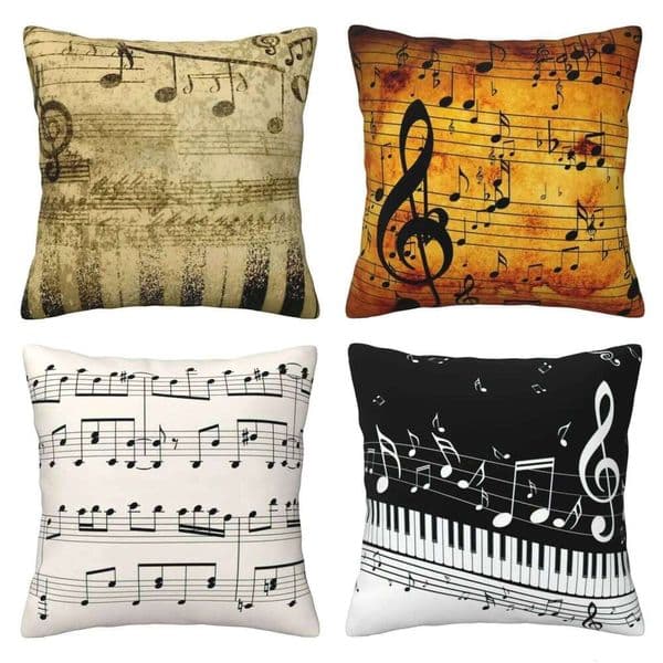 Pillow Case Home Decor Music Notes & Piano Keys Covers Pattern Cushion Suitable For Sofa Bedroom Car Pillow Cover 26Y0202
