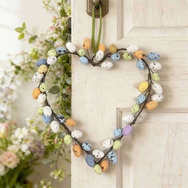 Easter Egg Wreath Decoration Spring Cute Garland Colorful Eggs And Rattan Front Door Outside Hanging Wall Home Party Decor 26Y0202