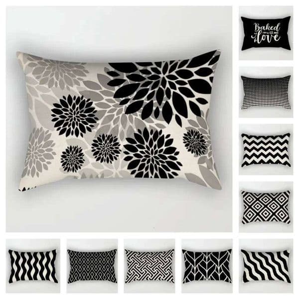 Geometric Black Living Room Sofa Cushion Cover Pillowcase Waist Home Decoration 26Y0202