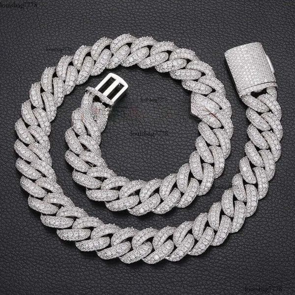 High Quality Mens Hip Hop 15mm 18mm Iced Out Dia Moissanite Baguette Cuban Chain Necklace