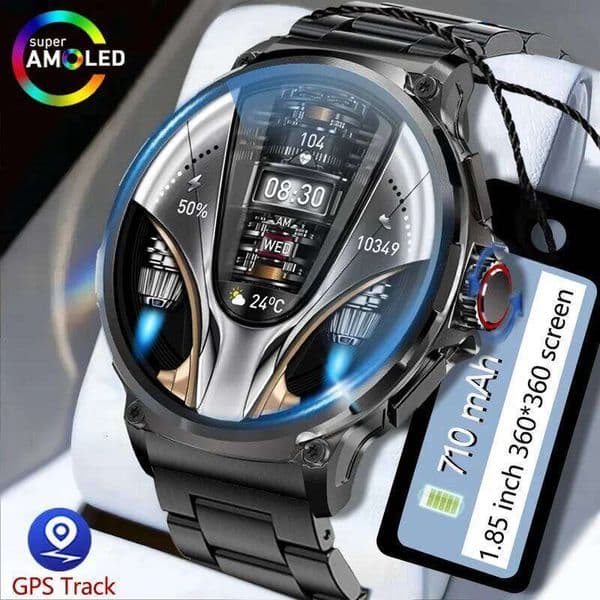 2026 New Men GPS Track Smart Watch 1.85 Inch Ultra HD AMOLED Screen 710 Mah Battery BT Call Smartwatch For Android IOS 26W0202