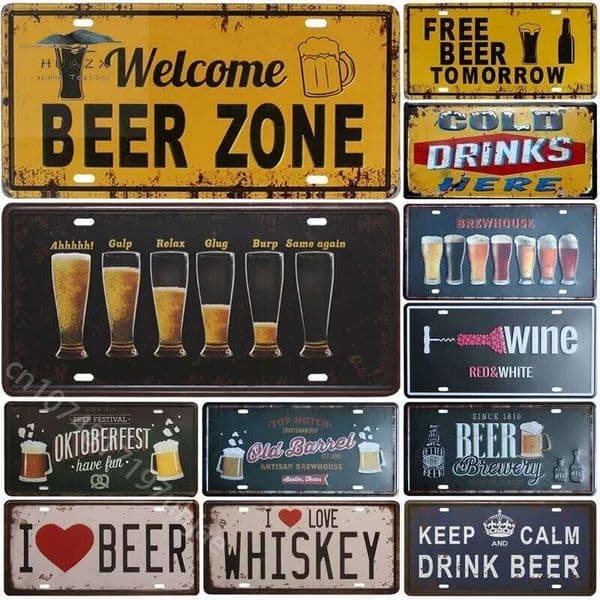 Welcome Zone Cold Beer Signs Front Door Bar Pub Cafe Wall Retro Metal Sign Crafts Decor Car Plate License Plaques 26H0202