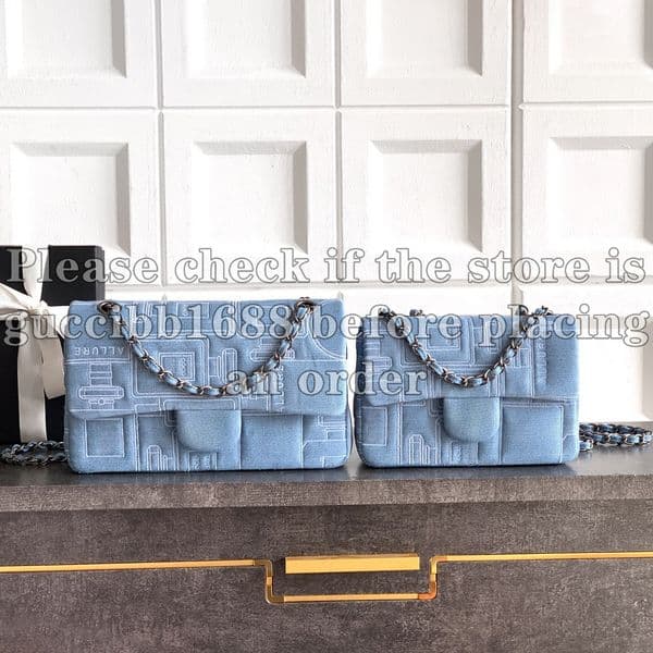 12A Definite Mirror Quality Designer Denim Bag Vintage Flap Bags for Women 20cm 25cm Handbags Luxury Shoulder Bags Blue Crossbody Purse with Box