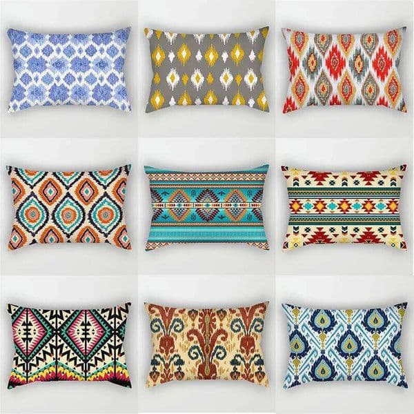 Pillow Case Ethnic Style Pattern Rectangular Polyester Pillowcase, Sofa Living Room Decorative Cushion Cover, Bedroom Bedside Pillow Cover 26Y0202