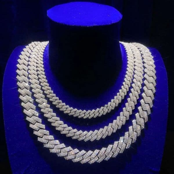 Men Iced Out Hip Hop Jewelry Factory Price 8mm 10mm 12mm Width Solid Sier Moissanite Cuban Link Chain Necklace