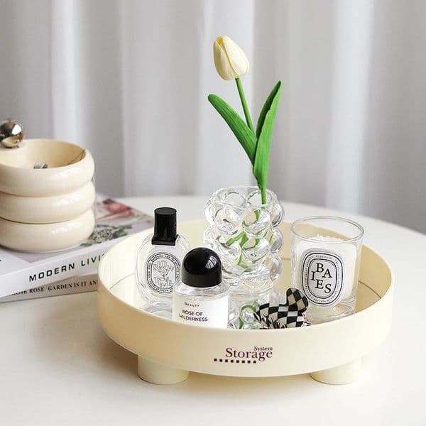 Nordic Ins Style Mirror Desktop Storage Plate High Foot Household Tray Cosmetics Skin Care Aromatherapy Sundries Plating