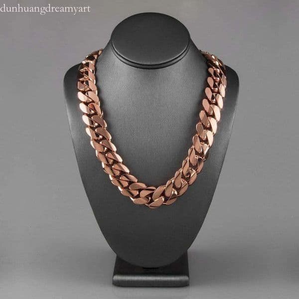 Moissanite Link Necklace - Stainless Steel Miami Cuban Chain designer in 14k Rose Gold for Men