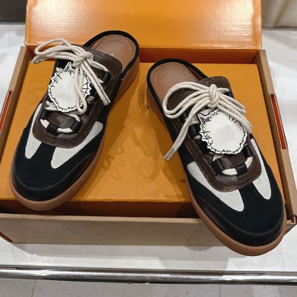 Womens lous open back sneaker luxury designer sneakers 1AICF5 new catwalk series semi trailer canvas open back sports shoes signature details non slip sole