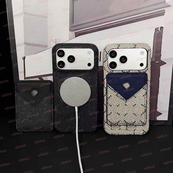 Case for iPhone 17 Pro Max with Magnetic Card Holder 17 16 15 14 Plus 13 Pro G Designer Phone Case Card Slot Luxury iPhone Case Slim Premium Leather Men Women Phone Cover