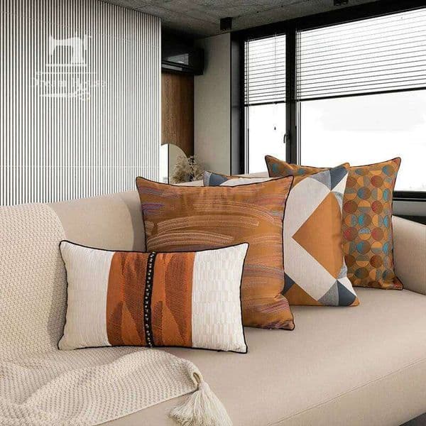 Pillow Case 2025 New Caramel Light Luxury Model Room Covers Hotel Home Stay Sofa Cushion Case Nordic Style Simple Geometric Pattern 26W0203