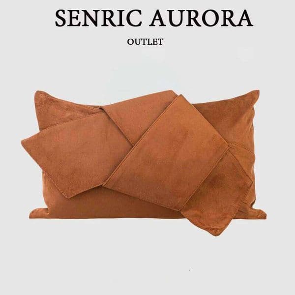 Design Luxury Cushion Cover 45x45 30x50cm Orange Suede Bow Waist Pillowcase For Home Hotel Bed Living Room Sofa 26W0203