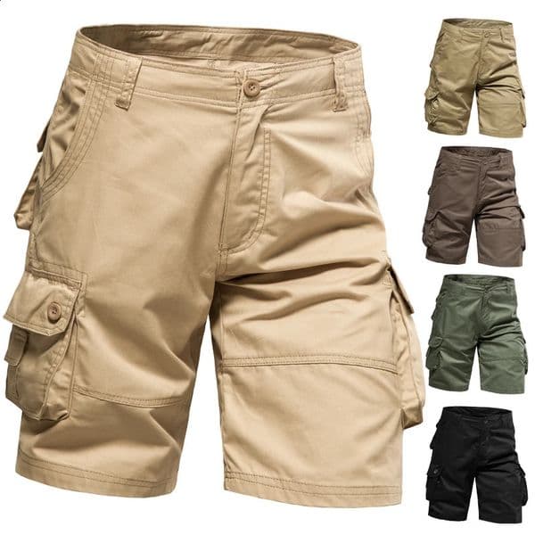 Mens Shorts Loose Large Size Multi-Pocket Overalls Summer Cotton Comfortable Nickel Pants Outdoor Casual Sports Beach Pants260127BJ