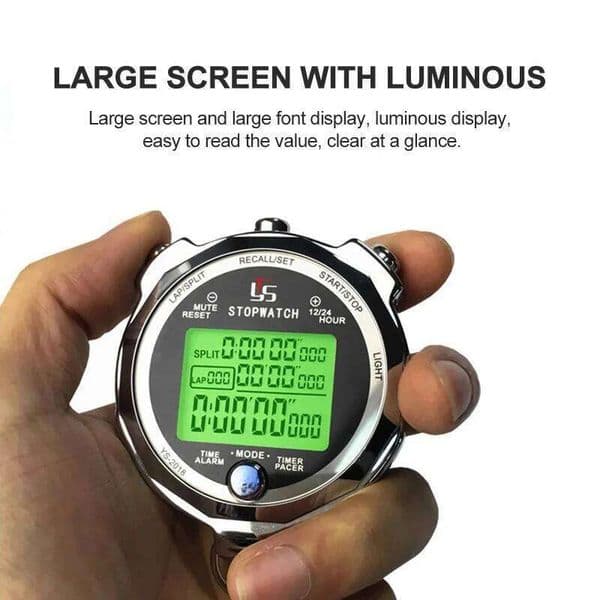 Waterproof 0.001s Precision Metal Digital Stopwatch 100/200 Channels Memory Referee Training Running Timer 26Y0203