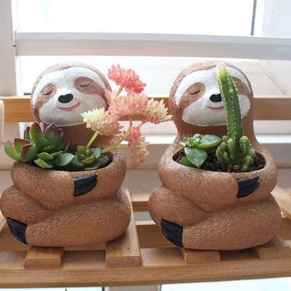 Cartoon Animal Succulent Flower Cute Sloth Flowerpot Planting Pot Desktop Home Decoration Ornaments Garden Planter 26W0203