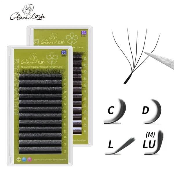 GLAMLASH 3D 4D 5D W Shaped Eyelash Lashes Easy Fan Eyelash Extensions Wholesales YY Premade Volume 12 Rows W Style Natural Soft 260203