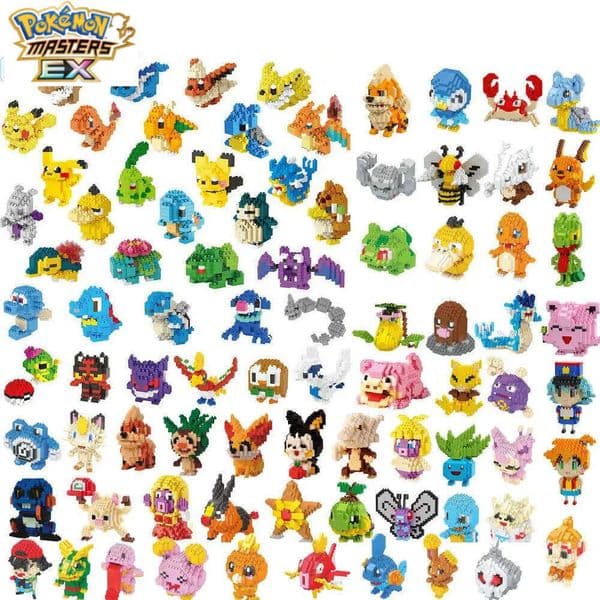 DIY Pokemon Blocks Small Cartoon Mini Building Block Pikachu Charizard Eevee Mewtwo Anime Assemble Action Model Dolls Toys L260203 a5c