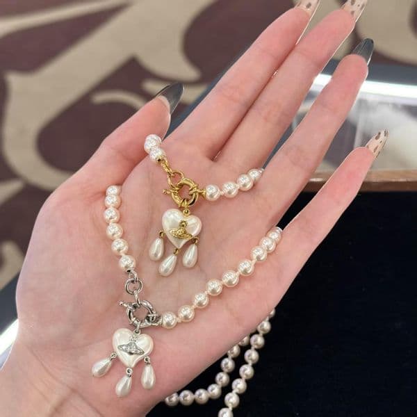 Vivianeweswood Necklace Designer Vivi Necklace For Woman Man Jewerly Heart Pearl Water Drop Tassel Necklace Saturn Clavicle Chain Versatile Women