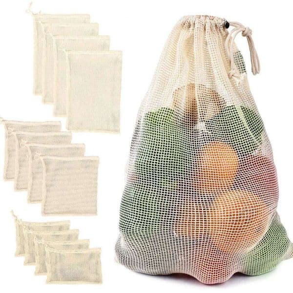 Bags Produce Reusable Cotton Mesh Storage Bag Kitchen Fruit Vegetable with Drawstring 26Y0203