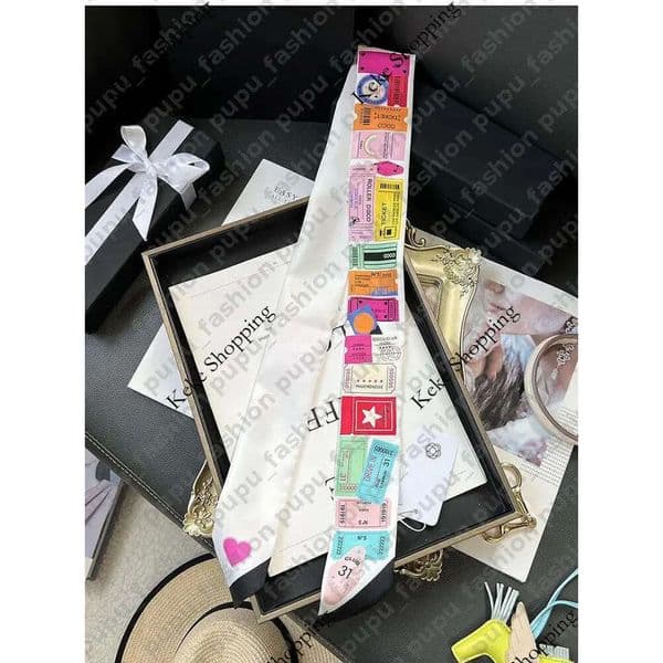Luxury Silks Designer Twilly Woman's Wrap Fashion Letter Horse Handbag Scarves Bag Neckties Hair Bundles Travel Beach Small Silk Scarf 666