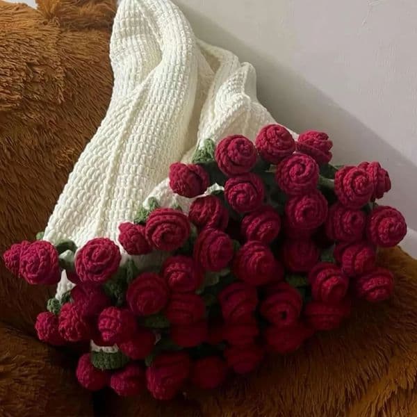 1pcs Finished Flower Bouquet Blanket Soft and Lightweight Knitted Throw Blankets for Birthday Wedding Valentines Day Home Decor 260202