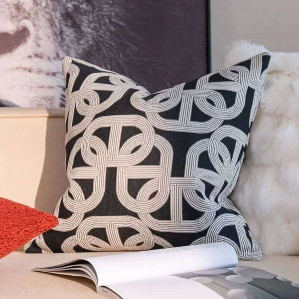 Pillow Case Black and White Premium Feel Cover Light Luxury Geometric Jacquard Pillow Covers Decorative High-end Pillows Decor Home 26W0203