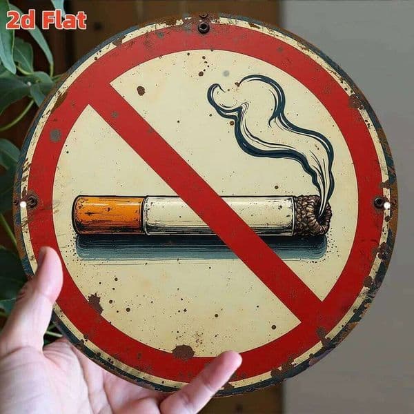 Vintage-Style No Smoking - 7.79x7.79 Inch Aluminum Metal Wall Art, Durable Indoor/Outdoor Decorative Sign for Hospitals 26Y0204